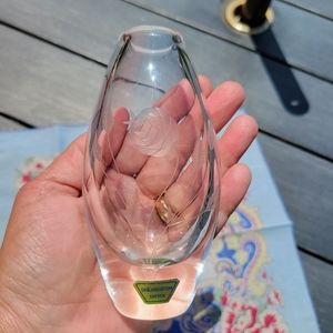 Stunning Smalandshyttan Sweden Crystal Vase ~ Lovely! MCM